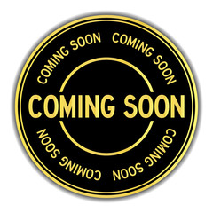 Gold and black color sticker in word  on white background