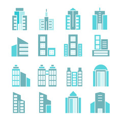 Fototapeta premium building and tower icons, blue color theme