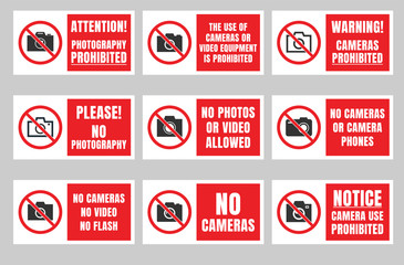 no camera use sign, photo prohibited signboard, no photography