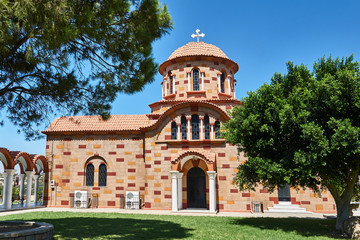 Fototapeta na wymiar Orthodox church in the Neo-Byzantine style on the island of Rhodes.