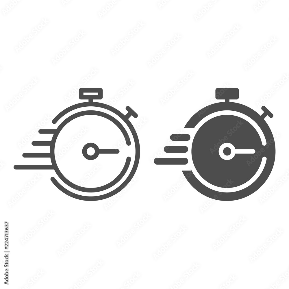 Aufkleber deadline line and glyph icon. timer with lines vector illustration isolated on white. stopwatch outl