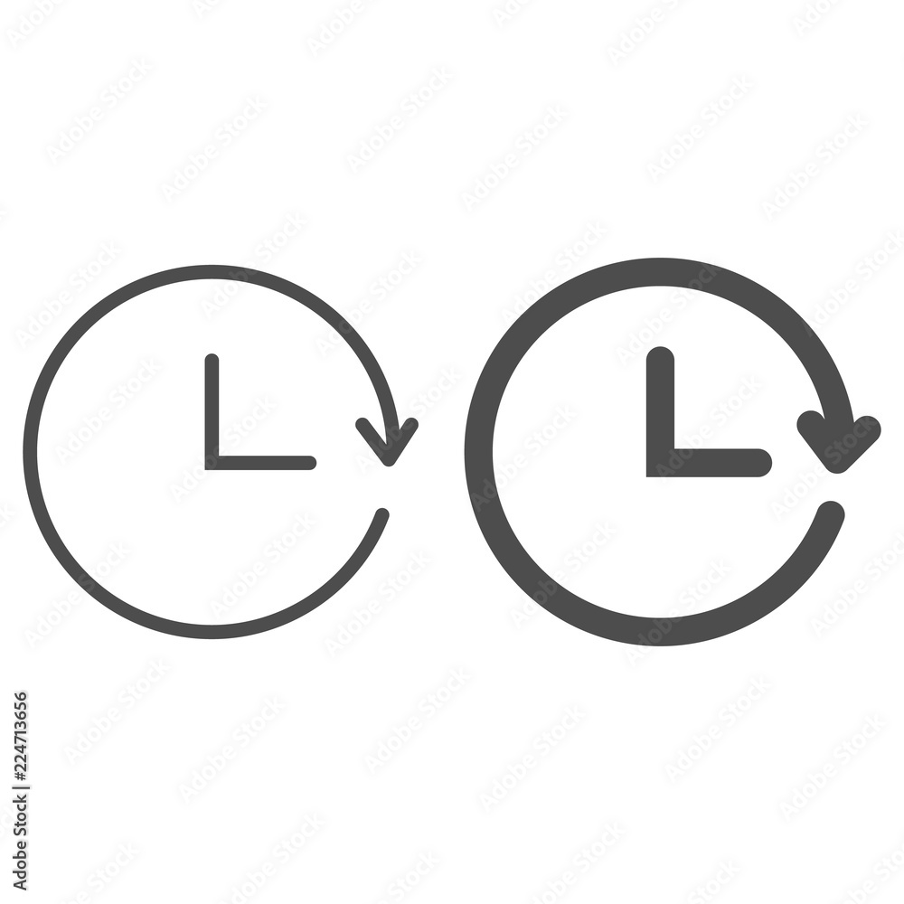 Poster repeat time line and glyph icon. reload time vector illustration isolated on white. circular time ou