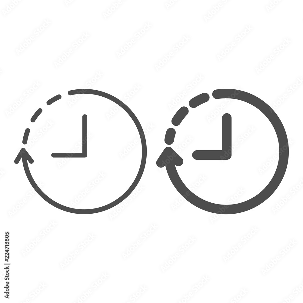 Poster Three hours left line and glyph icon. Finish time vector illustration isolated on white. Clock outline style design, designed for web and app. Eps 10.