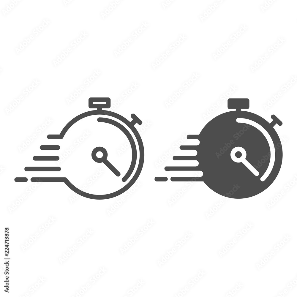 Poster deadline line and glyph icon. timer with lines vector illustration isolated on white. stopwatch outl
