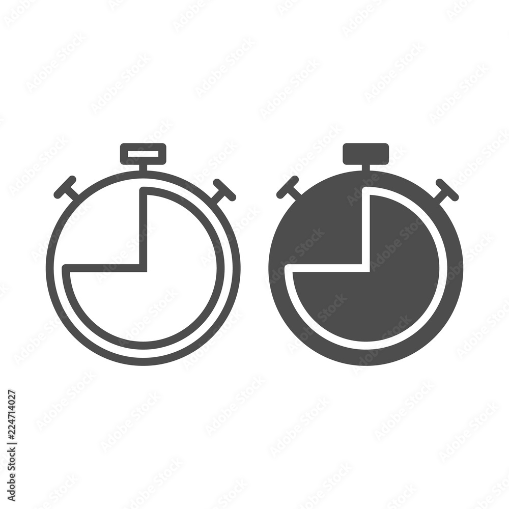 Poster stopwatch line and glyph icon. timer time vector illustration isolated on white. chronometer outline