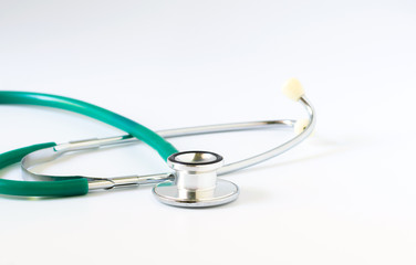 Stethoscope on white background.Stethoscope is a medical equipment for listening to the internal sounds of  human body.