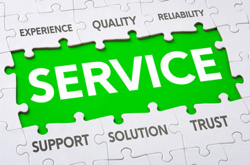Text on puzzle pieces - Service