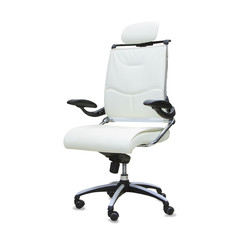 Office chair from white leather isolated