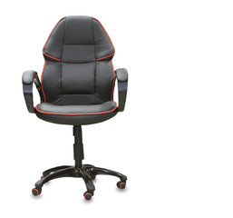 The office chair from black leather. Isolated