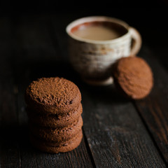 Morning,breakfast with coffee and oat cookies