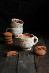 Morning,breakfast with coffee and oatmeal cookies