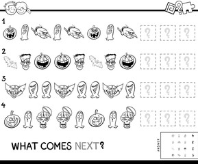 pattern game for kids with Halloween characters color book