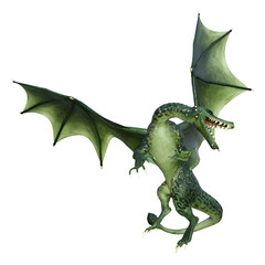 Obraz premium 3D Rendering Fairy Tale Dragon na białym tle