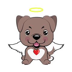 illustration of funny puppy dog media icon smiley, happy dog angel