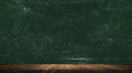 Chalkboard, blackboard with wooden floor .