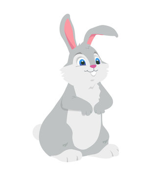 Cute rabbit - colorful cartoon character vector illustration
