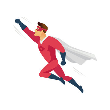 Flying superhero - modern cartoon people character illustration