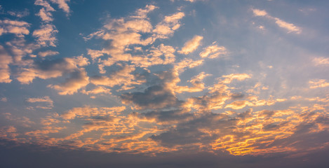 Morning Sunrise with a perfect blue but cloudy sky.