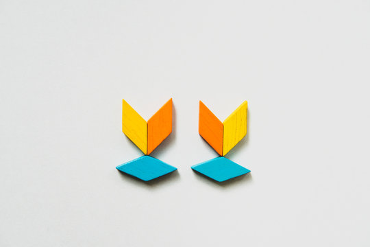 Tangram puzzle tree shape use for education and creative concept