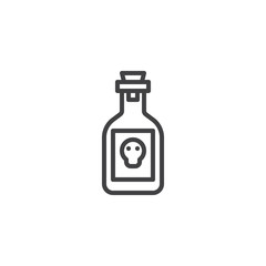 Poison bottle outline icon. linear style sign for mobile concept and web design. Potion bottle with scull line vector icon. Symbol, logo illustration. Pixel perfect vector graphics