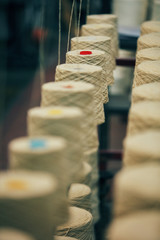 Dyeing fabrics yarn in industry production factory