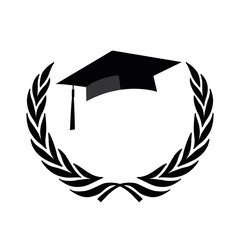 Student hat with Laurel wreath vector illustration on white background