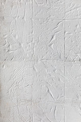 white abstract rough uneven crumpled background, conceptual wall banner
