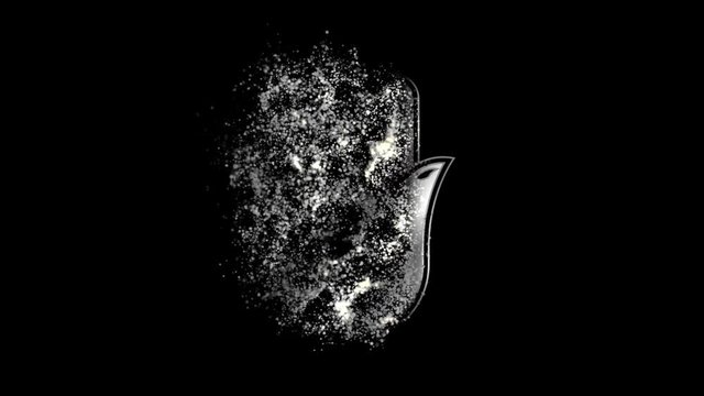 Fatima's hand Religious symbol Animation, Particle Dust Animation of Religious Fatima's hand Icon.
