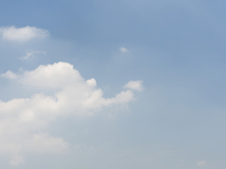 Broad blue sky with beautiful soft white clouds in sunny weather. Outdoor nature landscape background concept.