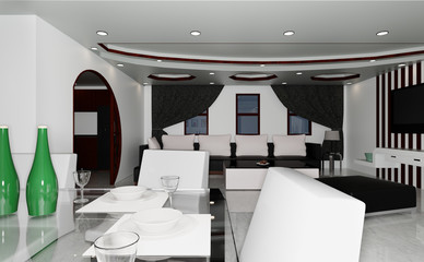 3D Rendering Modern Living Room