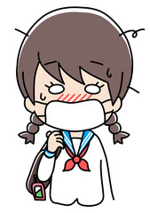 Girls going to school with a cold