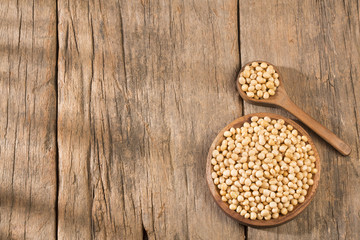 Dry soybeans - Glycine max. Top view