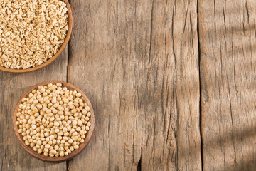 Crushed soybeans - Glycine max. Top view