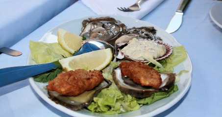 grilled oysters in Ston, Croatia
