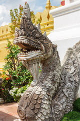 Fototapeta premium The dragon's head at the Pha that luang temple. Laos. Vientiane.