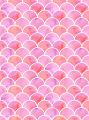 watercolor pink scales of mermaid. seamless pattern