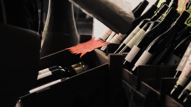 Wine bottles in a shop in Nice, France.