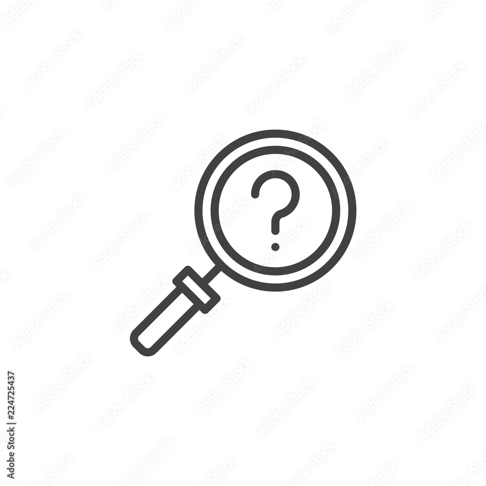 Poster search question outline icon. linear style sign for mobile concept and web design. magnifying glass 