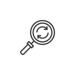 Refresh search outline icon. linear style sign for mobile concept and web design. magnifying glass with reload arrows simple line vector icon. Symbol, logo illustration. Pixel perfect vector graphics