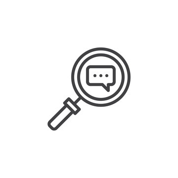 recommend clip art: Conversation search outline icon. linear style sign for mobile concept and web design. magnifying glass and speech bubble simple line vector icon. Symbol, logo illustration. Pixel perfect vector