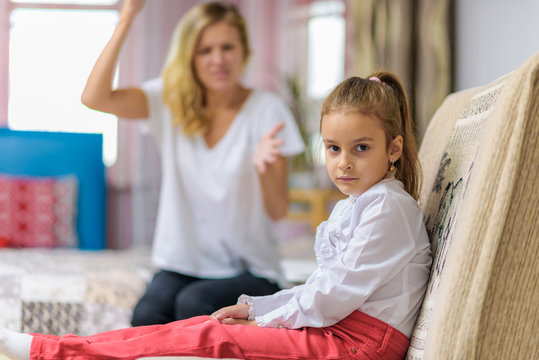Family conflict, family relationship mother and child daughter.