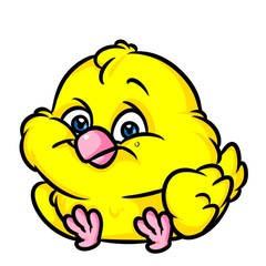 Yellow little bird cartoon illustration isolated image
