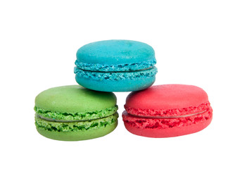 colorful macaroons isolated on the white background