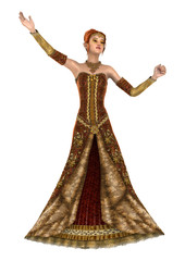 3D Rendering Princess of Autumn on White