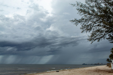 The rain that is falling in the sea.
