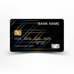 Credit card design. Mix blue with yellow color. Vector illustration EPS10. 
