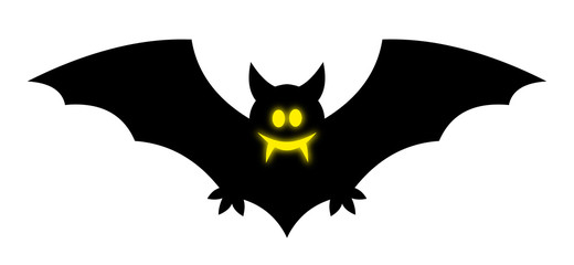 Vampire bat / Vector, black-yellow, isolated