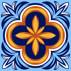 Italian ceramic tile pattern. Ethnic folk ornament.