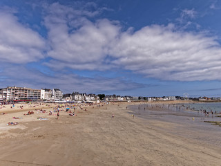 Quiberon, Brittany, France - 15 AUG 2018 - People at the beach