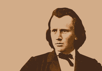 Brahms, musicien, portrait, personnage célèbre, piano, pianiste, musique, célèbre, musique, classique - obrazy, fototapety, plakaty